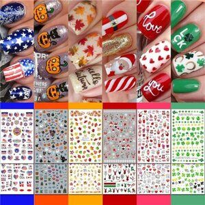 Holiday Nail Art Stickers Set of 30 Christmas Halloween Valentine Designs